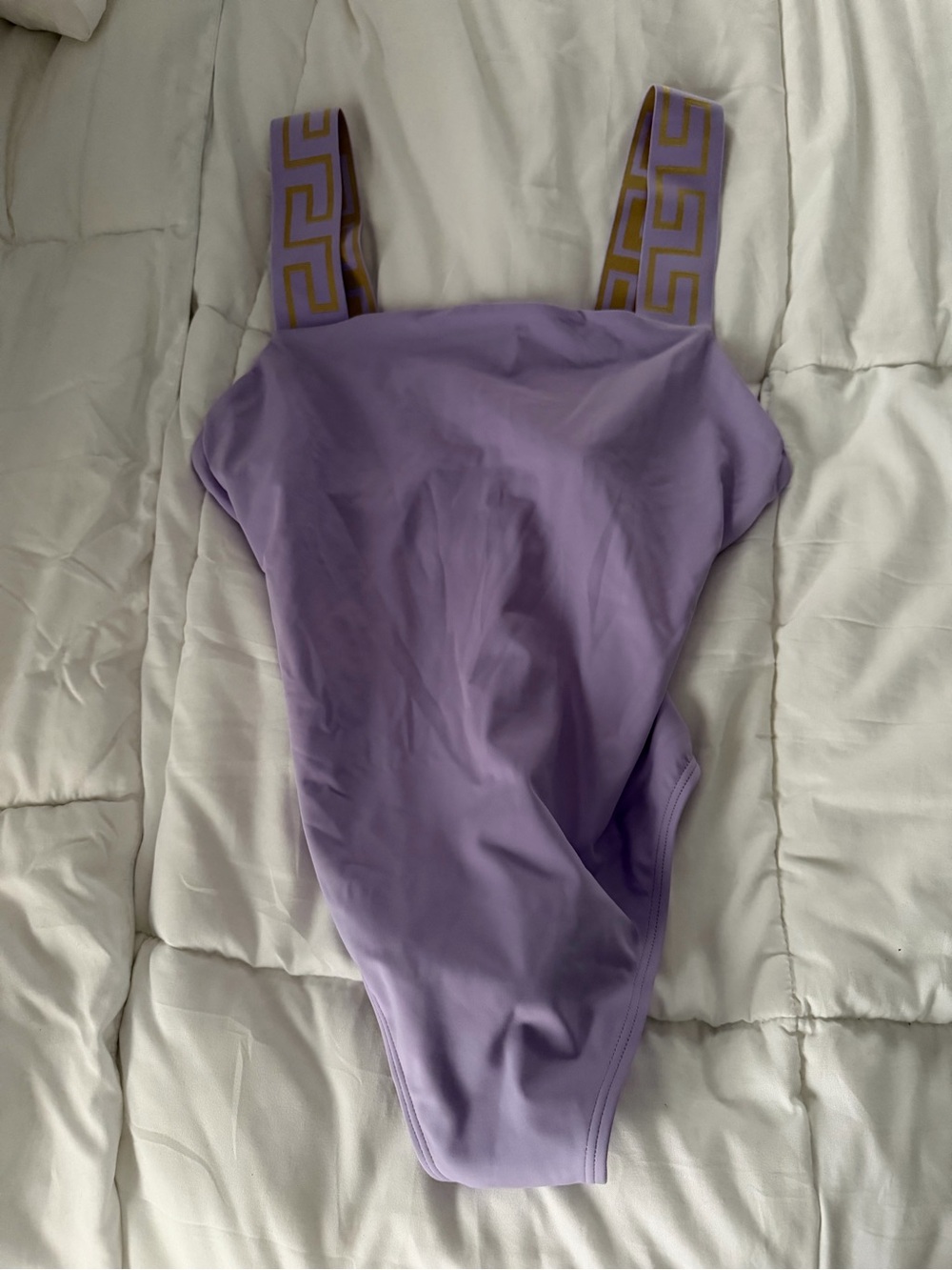Versace Lavender Swimsuit with Gold-Trim Detail